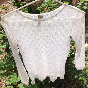 Sheer White Polka Dot -Long Sleeve Top